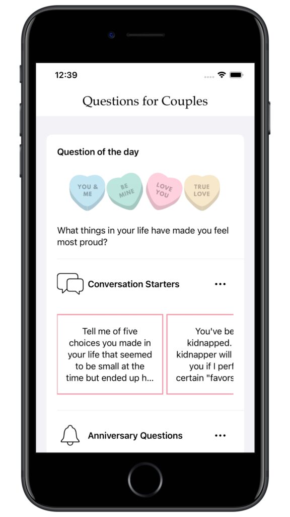 Questions for couples app available on the App Store